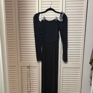 Free People Black Polka Dot Long Sleeve Maxi Dress